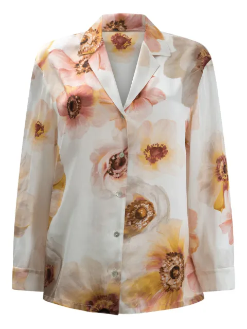 SLEEP NO MORE floral-print silk shirt