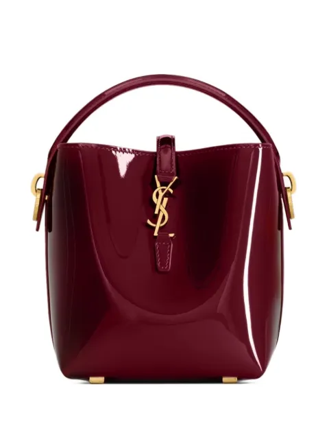 Saint Laurent mini Le 37 patent-leather bucket bag