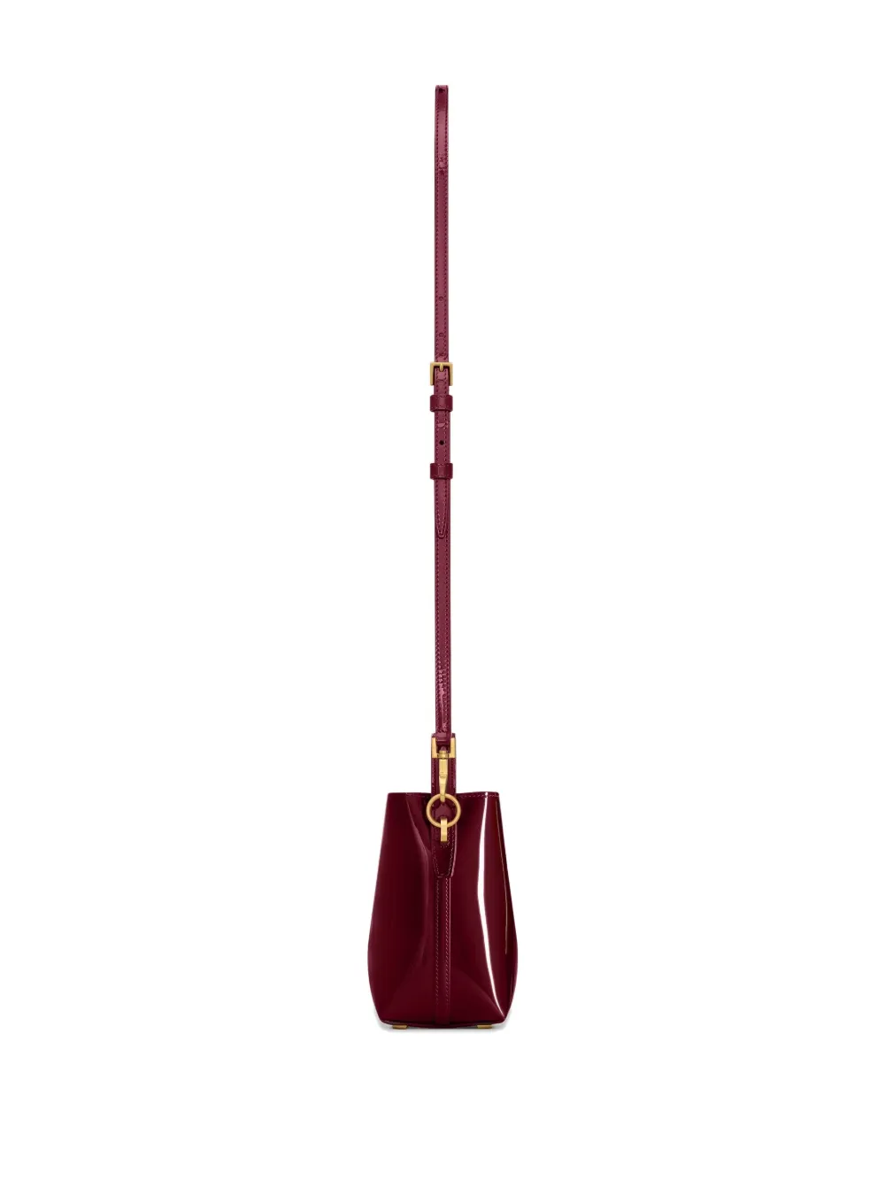 Saint Laurent Mini Le 37 Patent-leather Bucket Bag In Burgundy