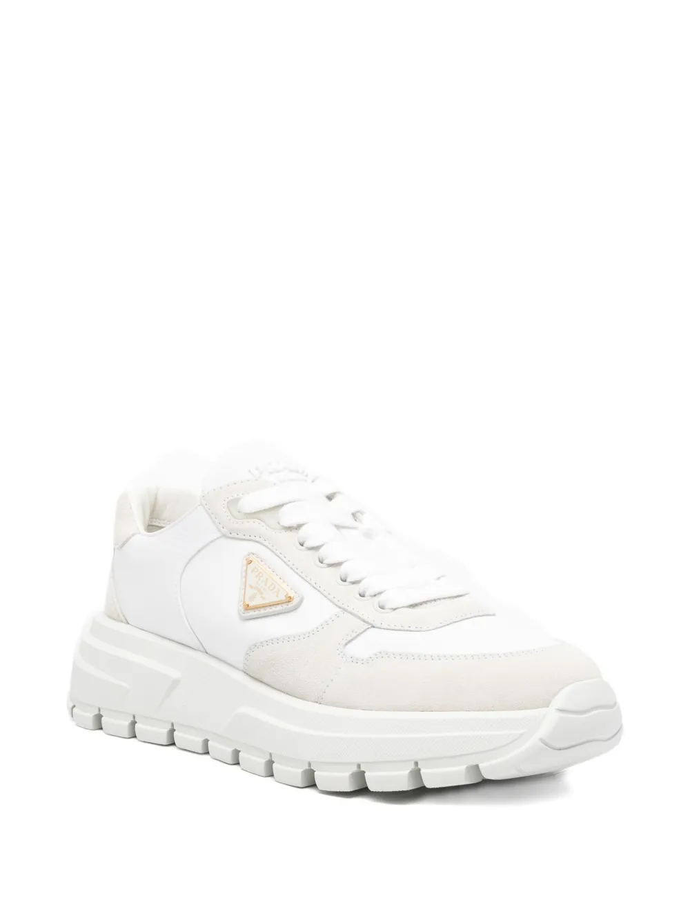 Prada logo-plaque sneakers - Wit