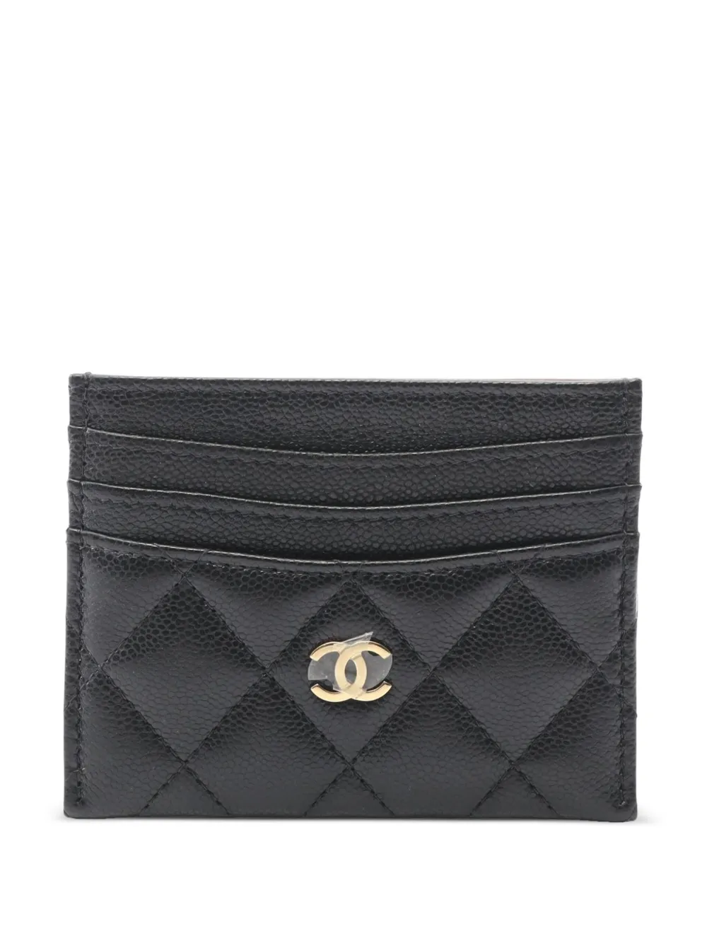 CHANEL Pre-Owned 2021-2025 CC Quilted Caviar card holder - ブラック CHANEL Pre-Owned 2021-2025 CC Quilted Caviar card holder - ブラック