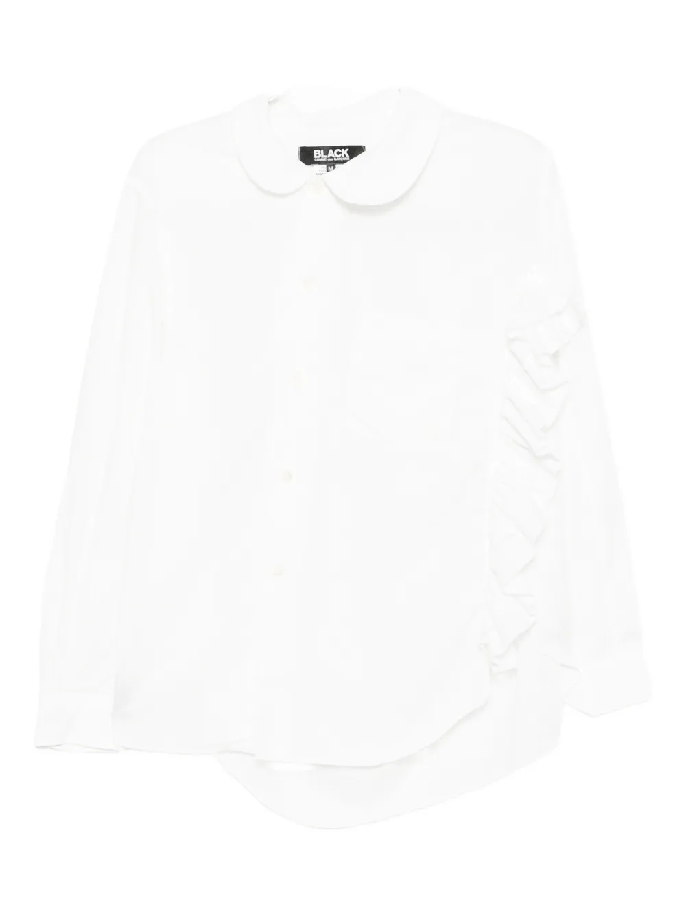 Black Comme Des Garçons Asymmetric Ruffled Shirt In White