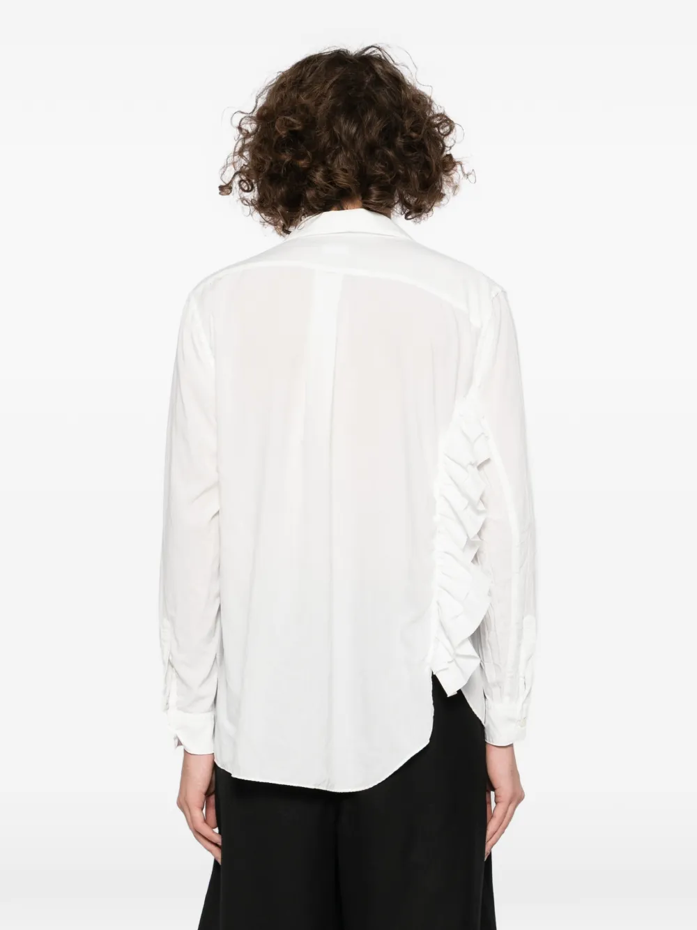 Black Comme Des Garçons Asymmetric Ruffled Shirt In White