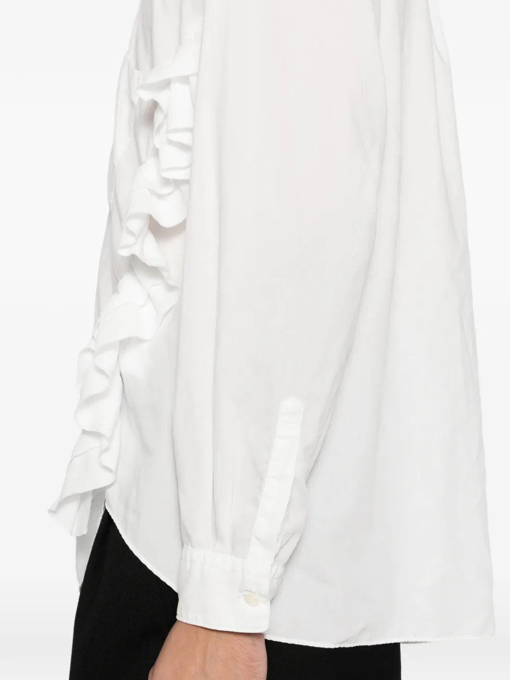 Black Comme Des Garçons Asymmetric Ruffled Shirt In White
