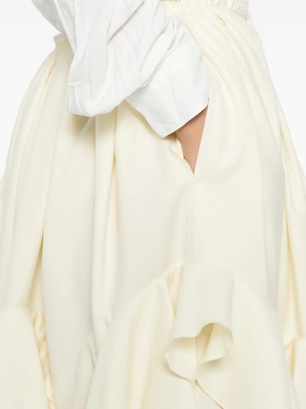 Comme Des Garçons Ruffled Trousers In Neutral