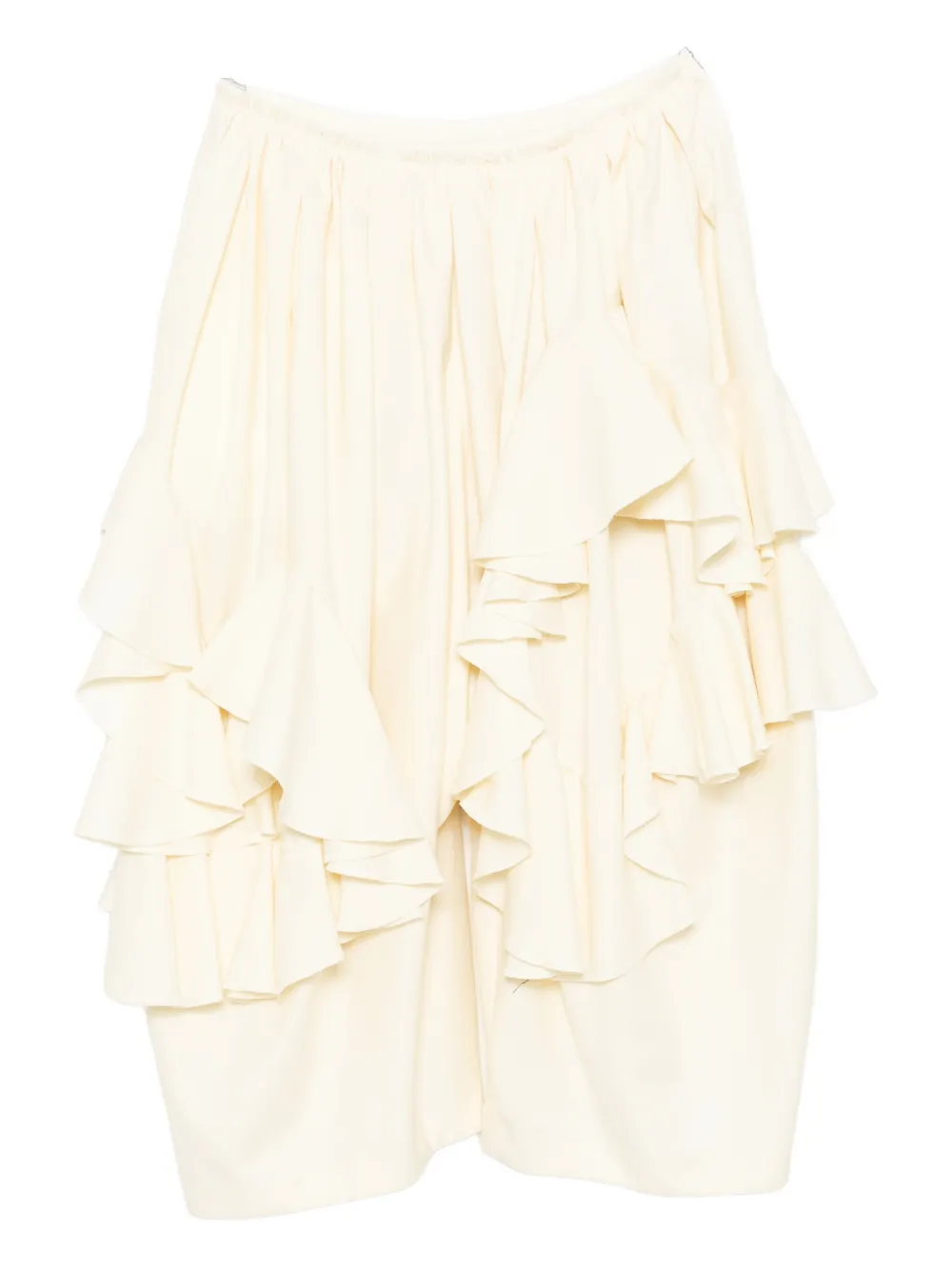 Comme Des Garçons Ruffled Trousers In Neutral
