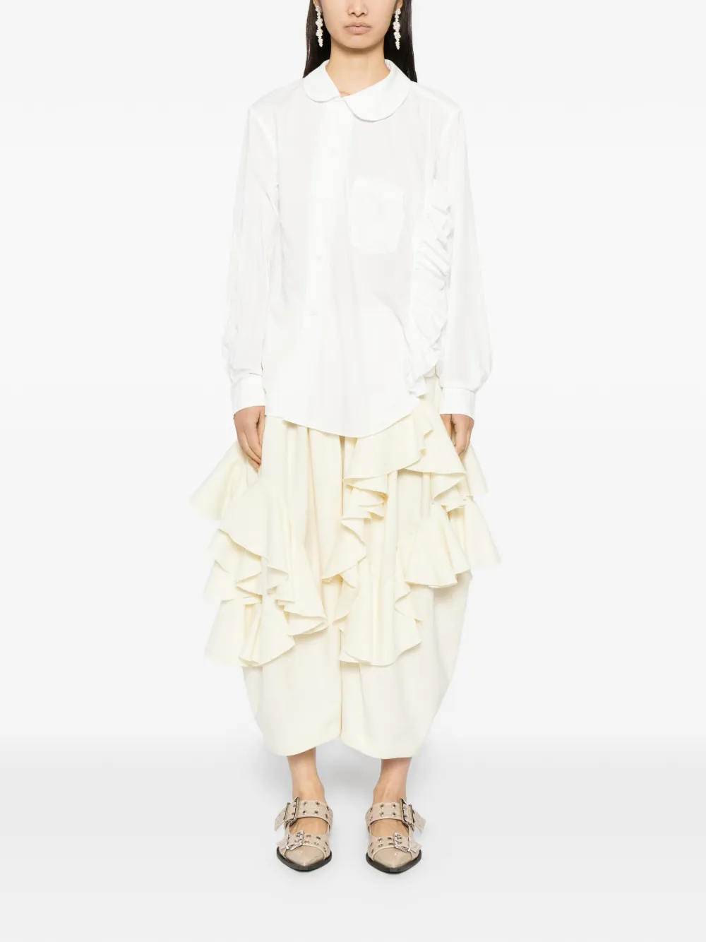 Comme Des Garçons Comme Des Garçons ruffled trousers - Beige