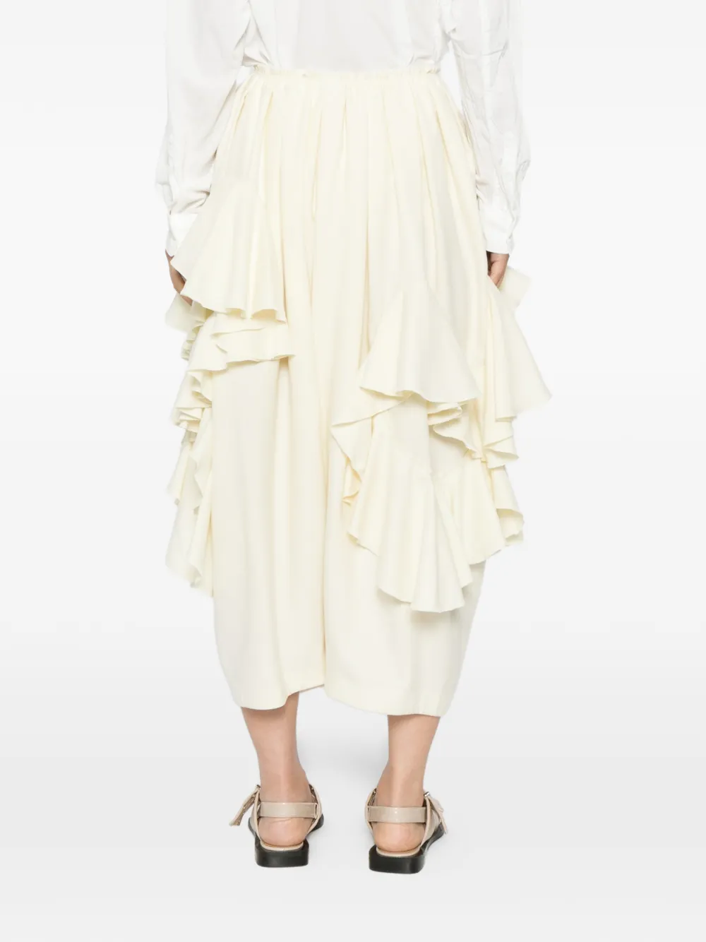 Comme Des Garçons Ruffled Trousers In Neutral