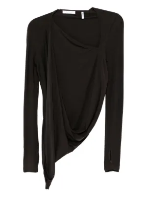 Helmut Lang シースルー生地のレイヤードのロンT Helmut Lang レイヤード シースルートップ | ブラック | FARFETCH JP