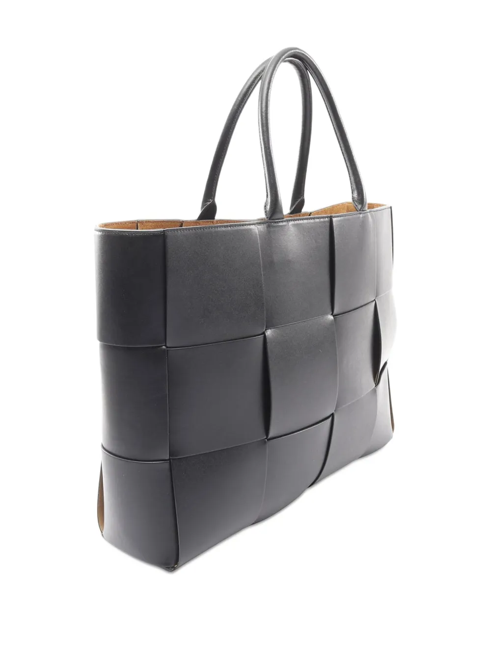 Pre-owned Bottega Veneta 2012-2025 Large Leather Maxi Intrecciato Arco Tote Bag In Black