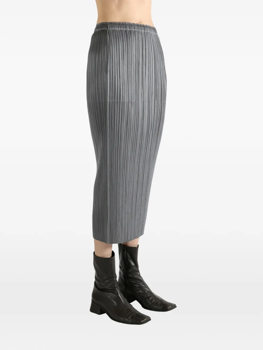 Issey Miyake Pleated Midi Skirt In Gray