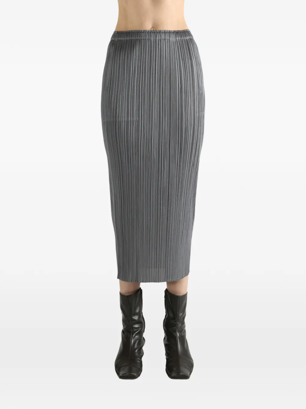 Issey Miyake Pleated Midi Skirt In Gray