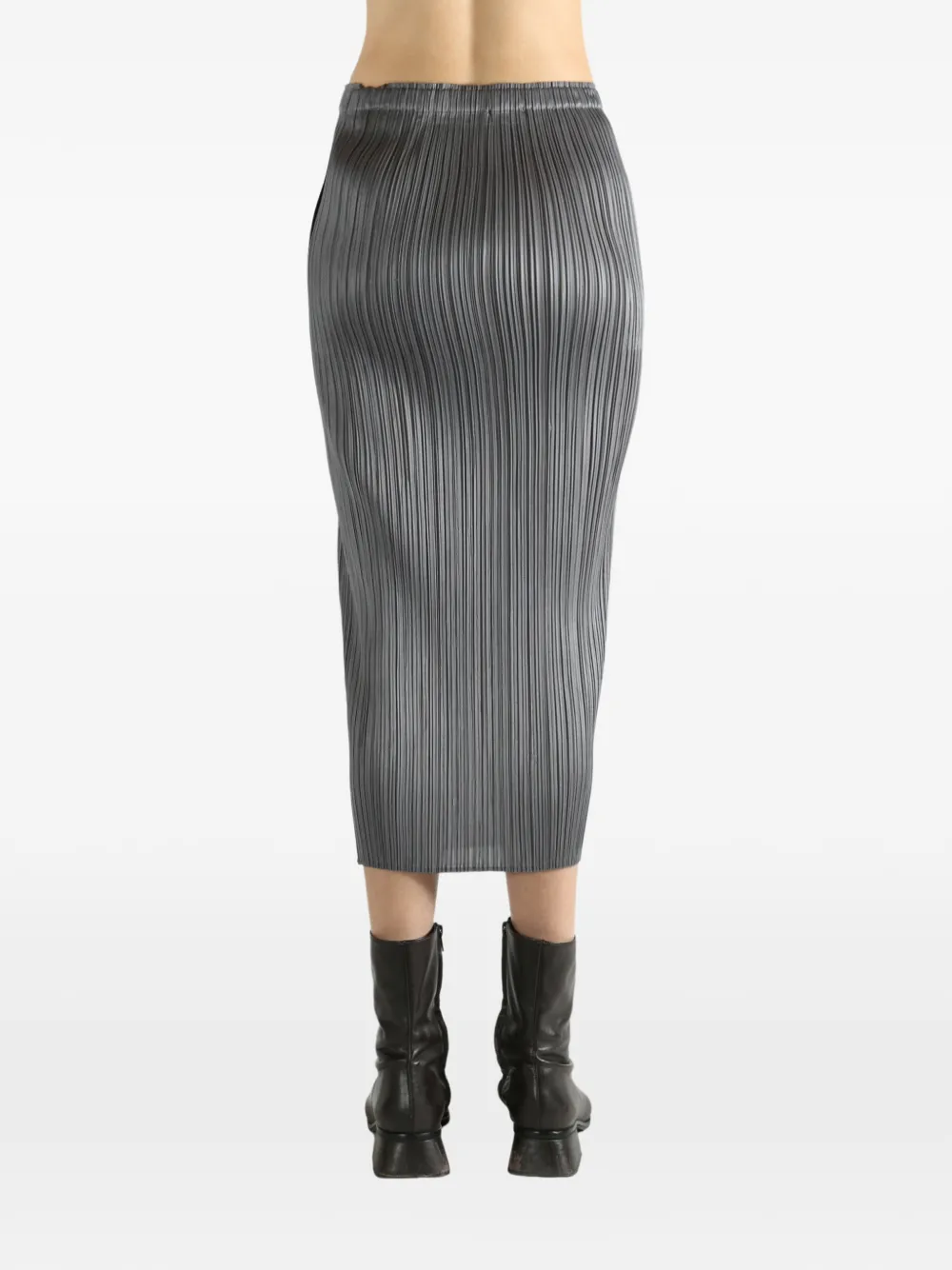 Issey Miyake Pleated Midi Skirt In Gray