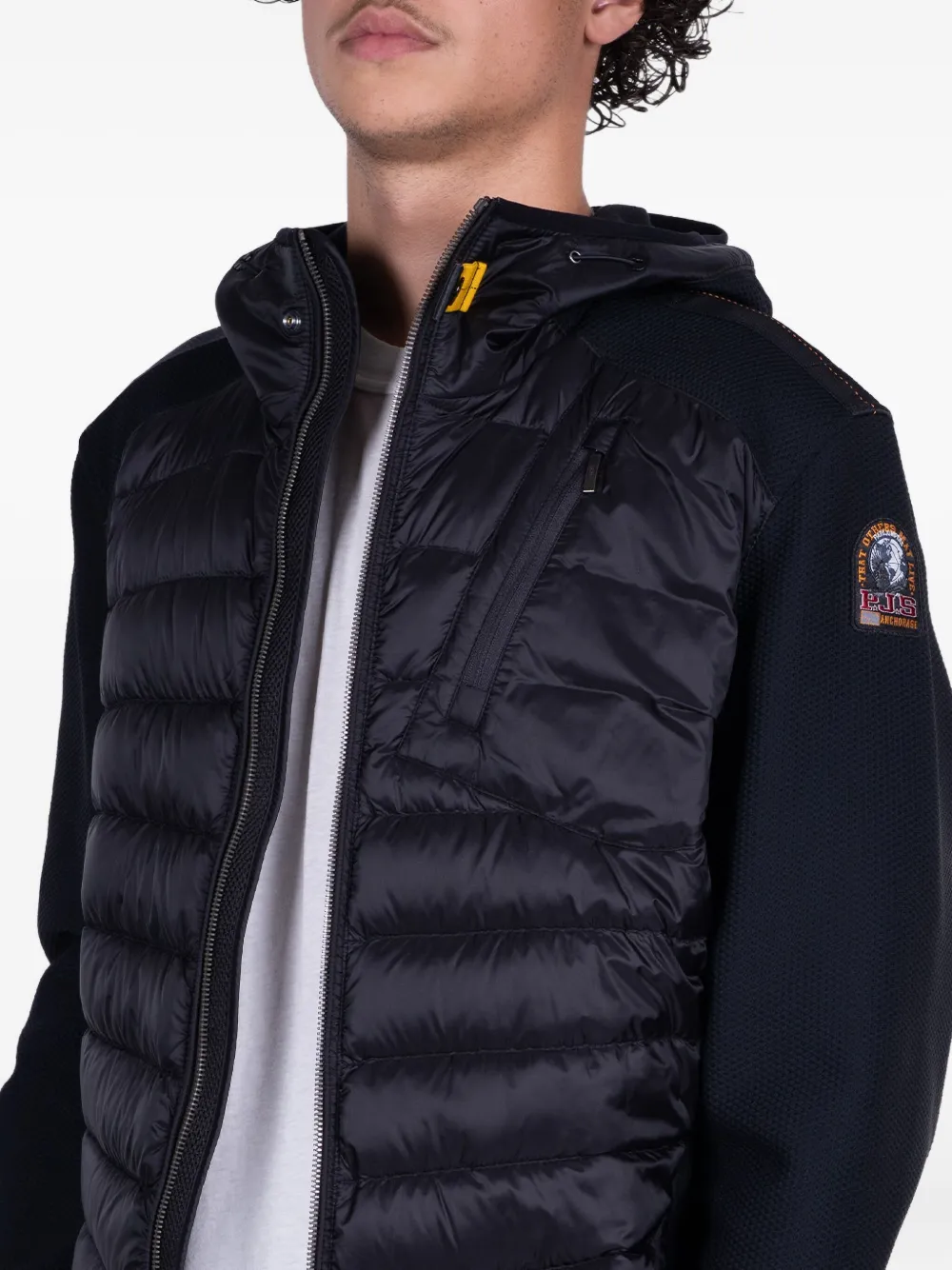 Parajumpers Nolan Hooded Panelled Padded Jacket In Black
