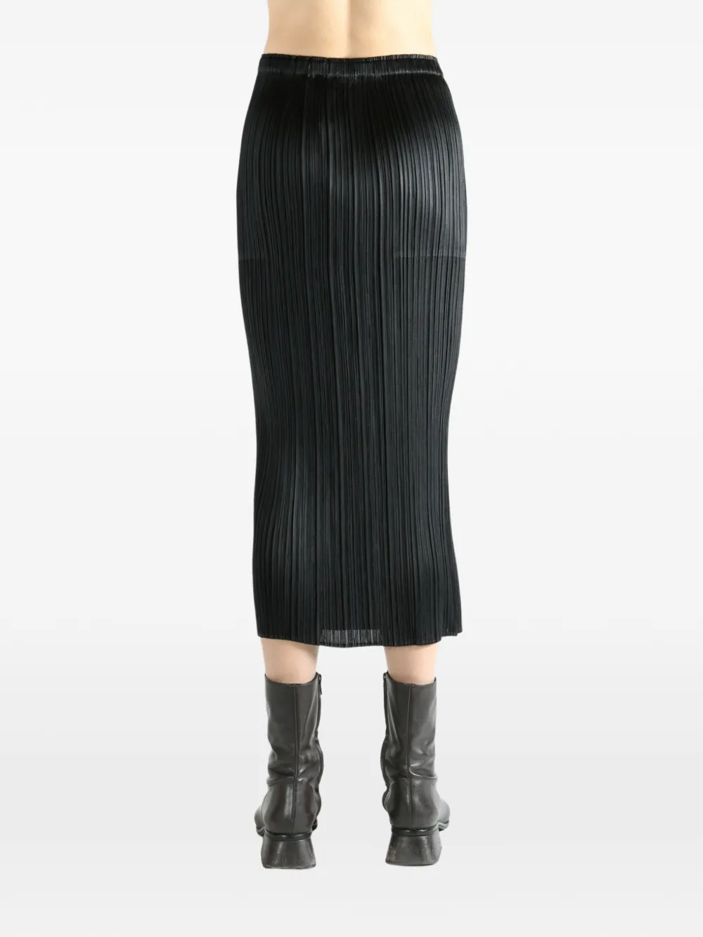 Issey Miyake Pleated Midi Skirt In Black