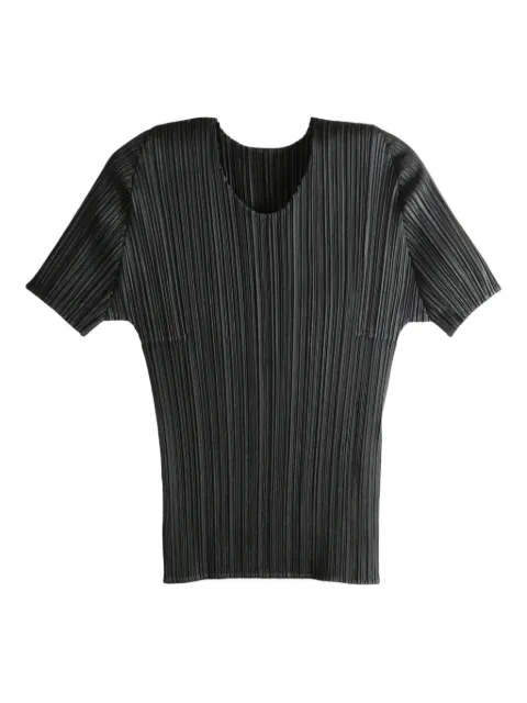 Pleats Please Issey Miyake top manga corta con detalle de pliegues