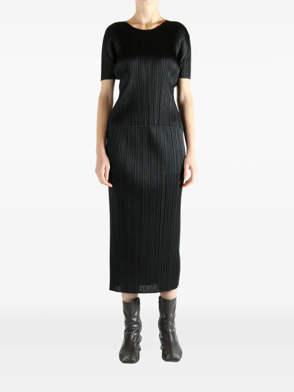 Pleats Please Issey Miyake pleated short-sleeve top - Zwart