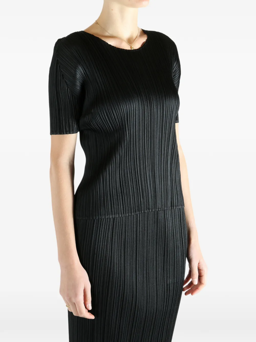 Issey Miyake Pleated Short-sleeve Top In Multi