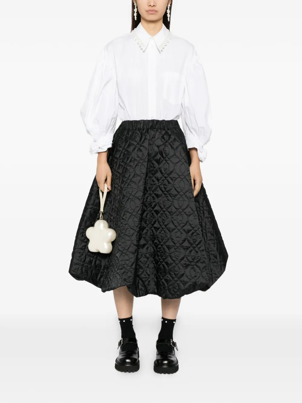 Noir Kei Ninomiya twill quilted skirt - Zwart