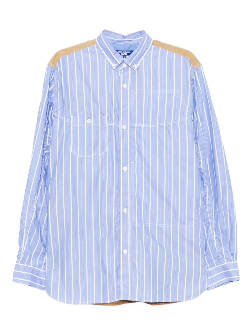 Junya Watanabe MAN Gestreiftes Hemd aus Canvas | Blau | Image 1