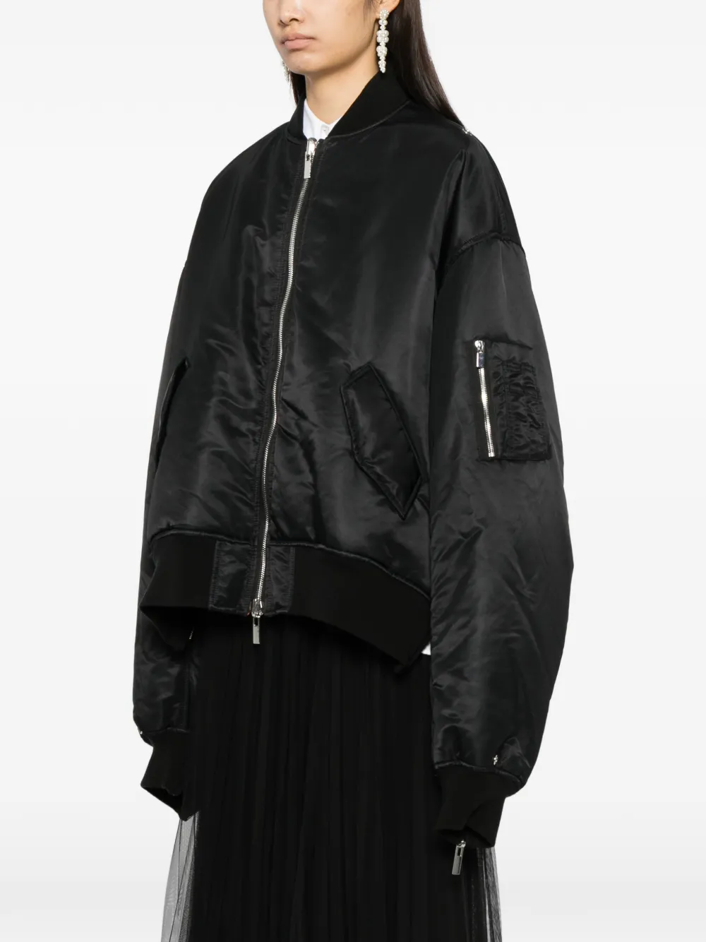 Noir Kei Ninomiya Zipped Bomber Jacket In Black