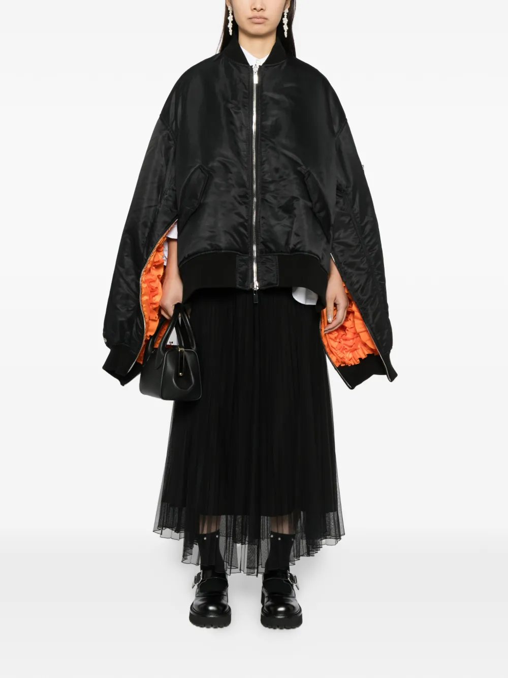 Noir Kei Ninomiya Zipped Bomber Jacket In Black