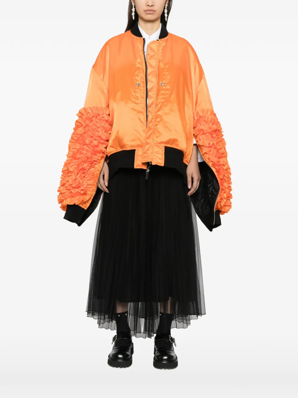 Noir Kei Ninomiya Zipped Bomber Jacket In Black