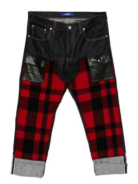 Junya Watanabe MAN jeans drop crotch con motivo de cuadros