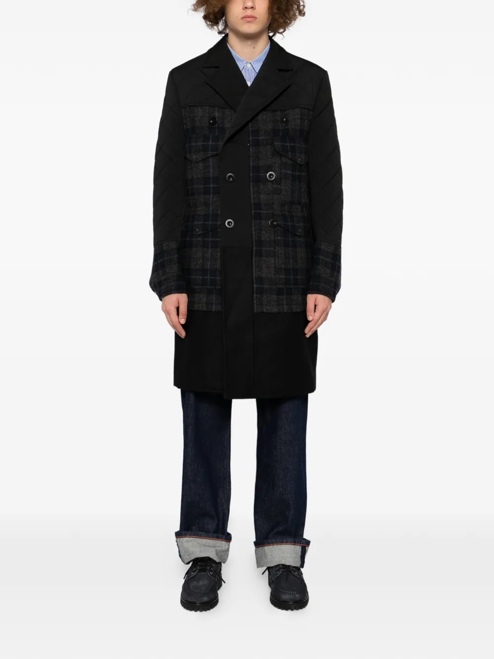 Junya Watanabe MAN x Filson geruite gewatteerde jas - Zwart