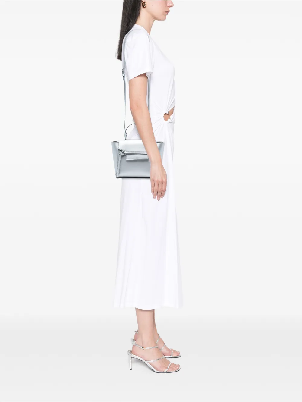 Pre-owned Celine 2018 Nano Laminated Calfskin Belt Bag Satchel In Silver