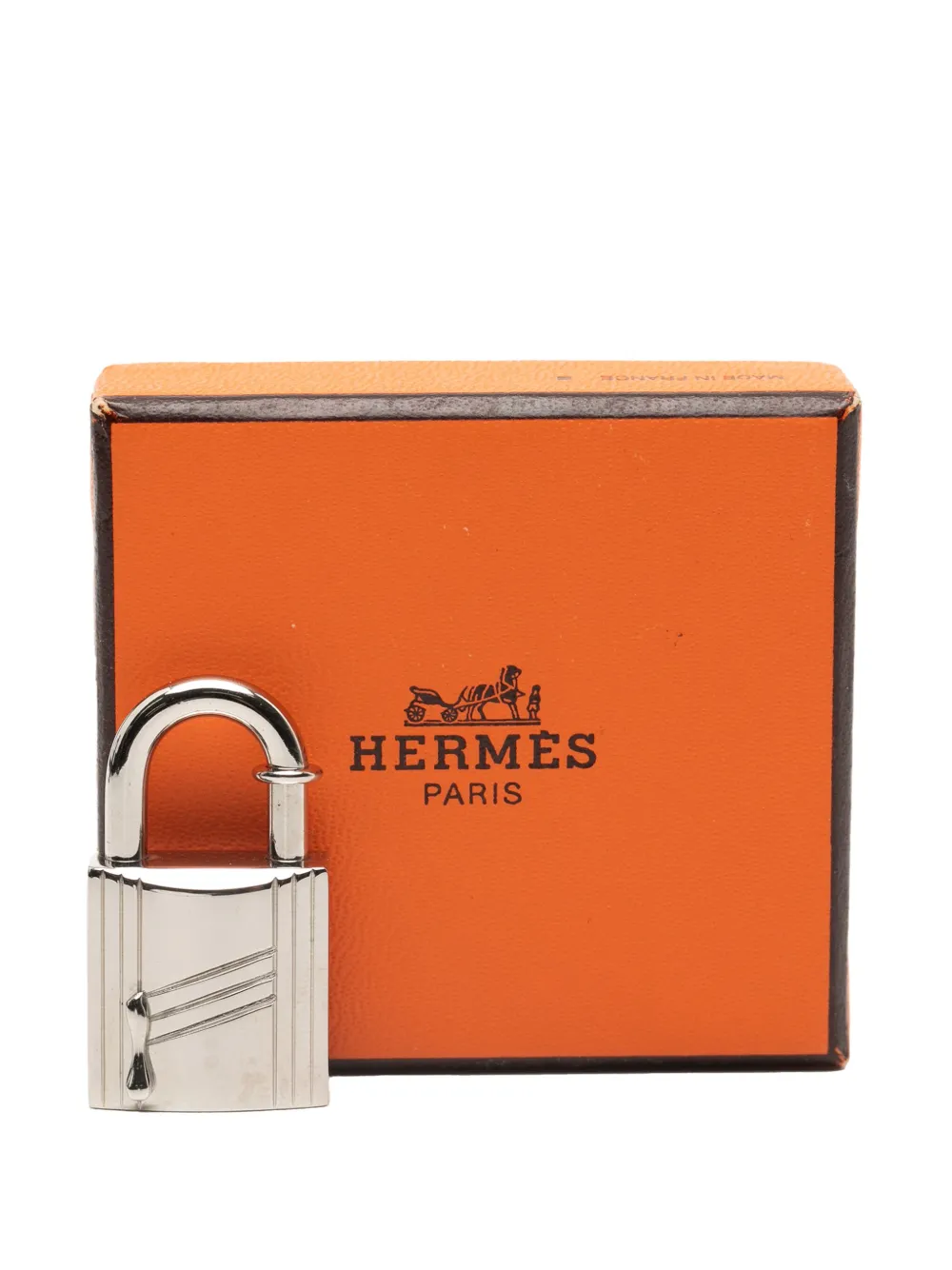 HERMES Pre-owned 1998 Palladium Plated Annee Arbre Cadena Lock Charm In Silver