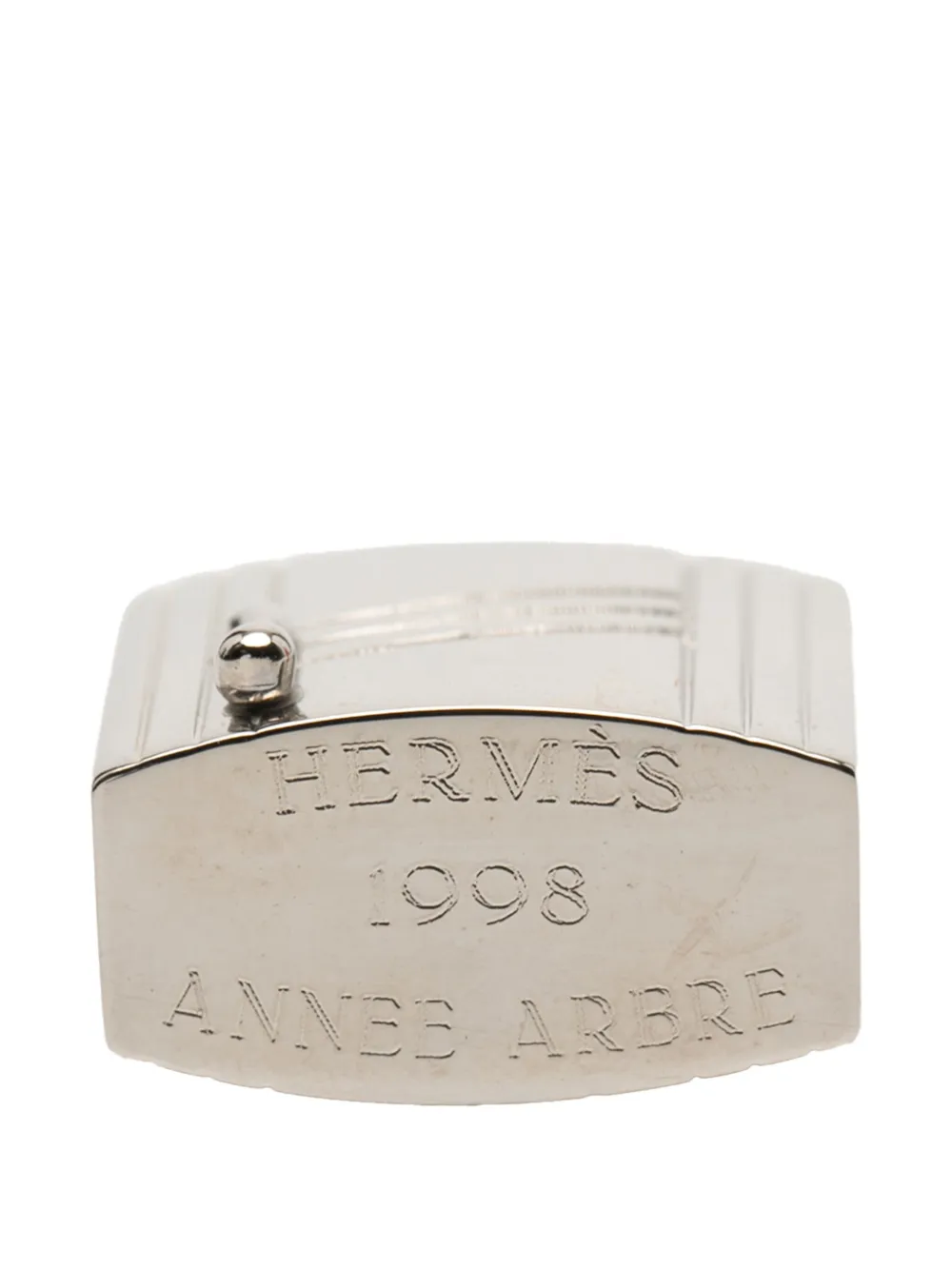 HERMES Pre-owned 1998 Palladium Plated Annee Arbre Cadena Lock Charm In Silver