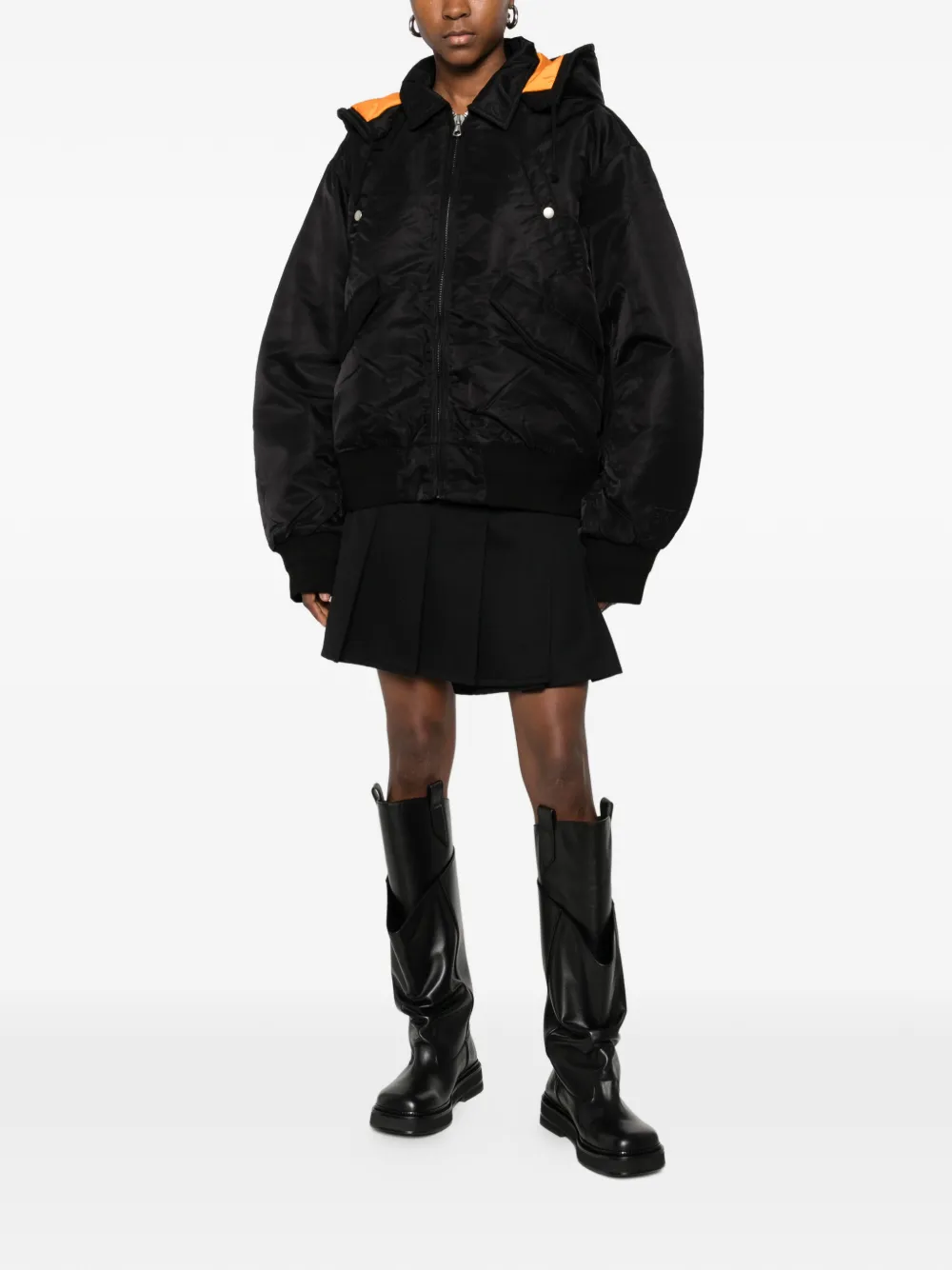 Stüssy Flight jack met capuchon en rits Zwart