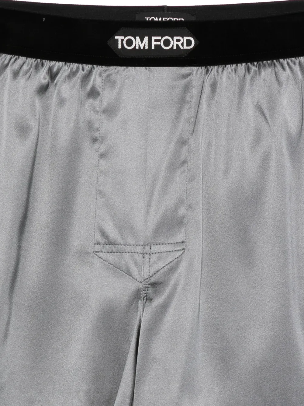 TOM FORD velvet-waistband logo-patch boxer Grijs