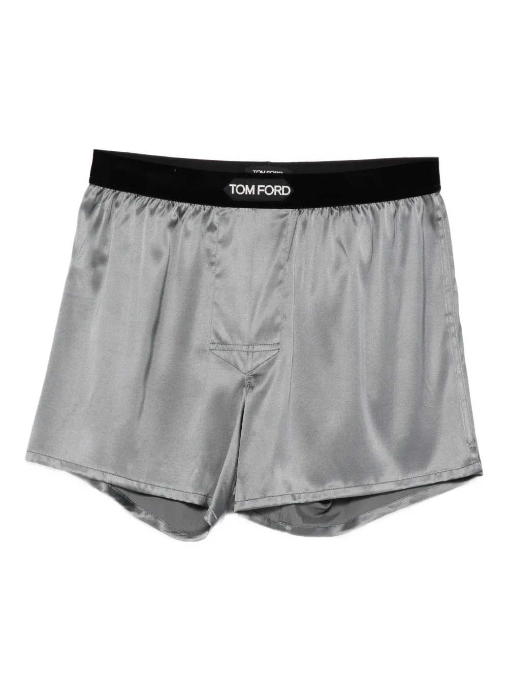 TOM FORD velvet-waistband logo-patch boxer - Grigio