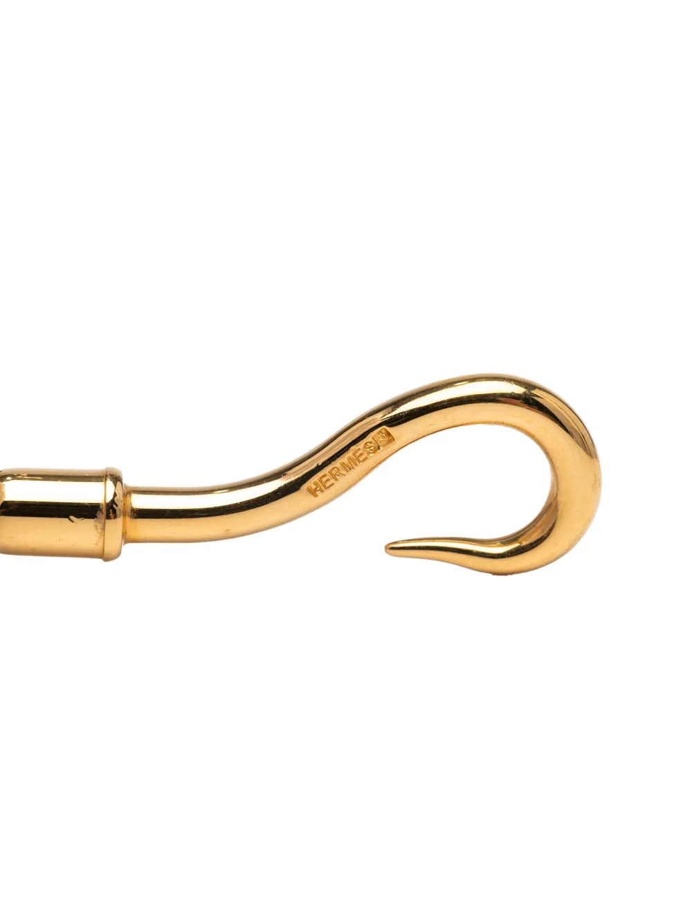 Pre-owned Hermes 2000-2020 Leather And Gold Plated Jumbo Hook Double Tour Bracelet Costume Bracelet In Brown