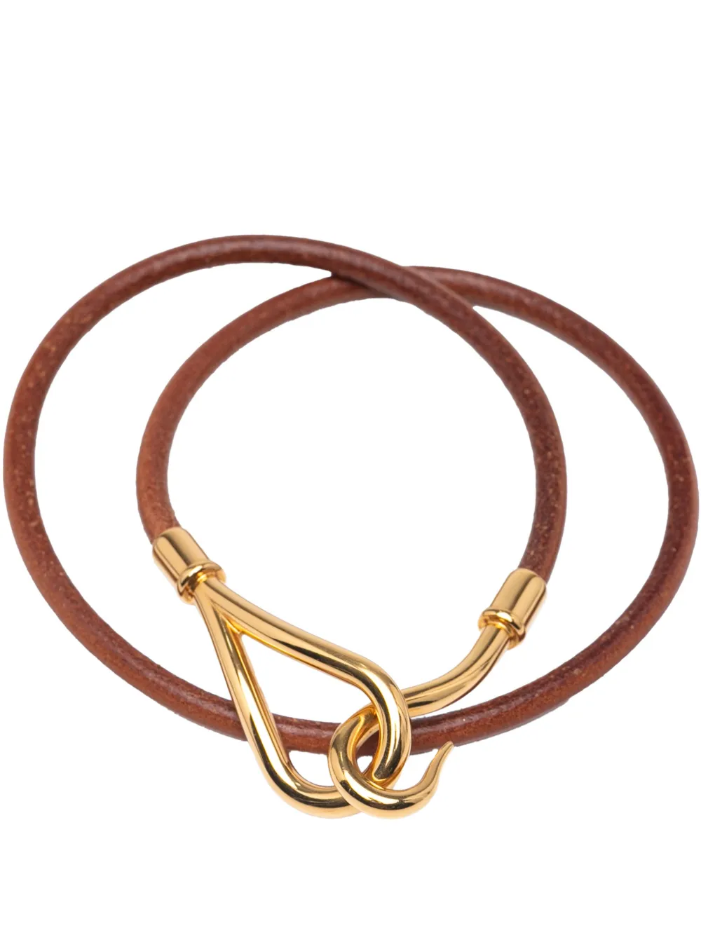 Hermès Pre-Owned pulsera de piel con detalles bañados en oro 2000-2020 | marrón | Image 1