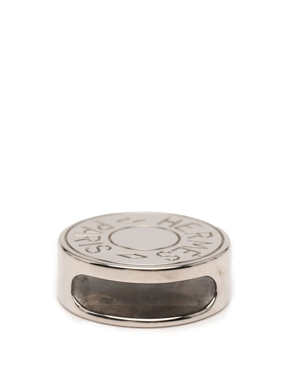 Pre-owned Hermes 2000-2025 Palladium Plated Clou De Selle Ring Scarf Rings In Silver