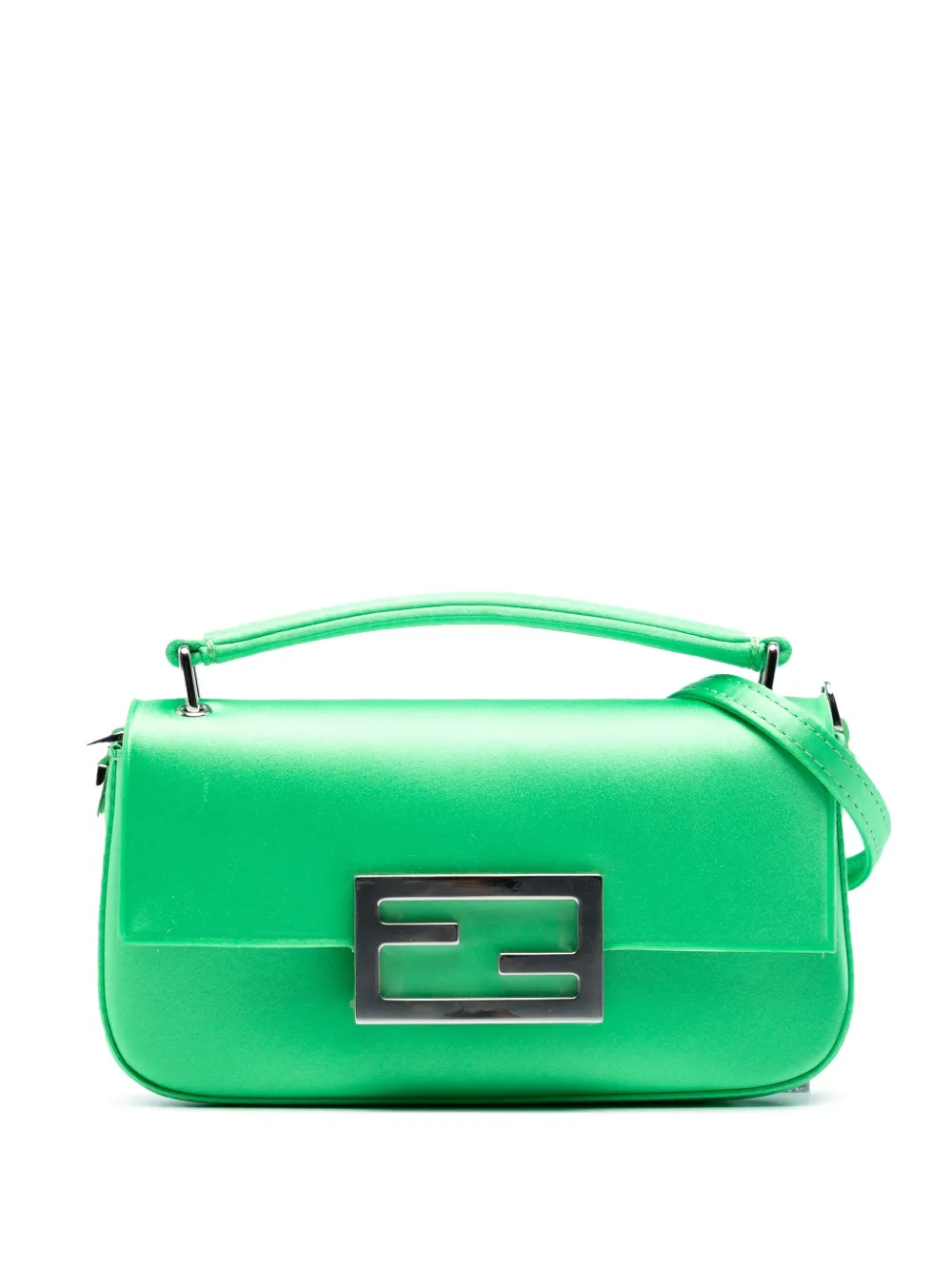 Fendi Pre-Owned 2021-2025 Silk Baguette Phone Pouch satchel - グリーン Fendi Pre-Owned 2021-2025 Silk Baguette Phone Pouch satchel - グリーン