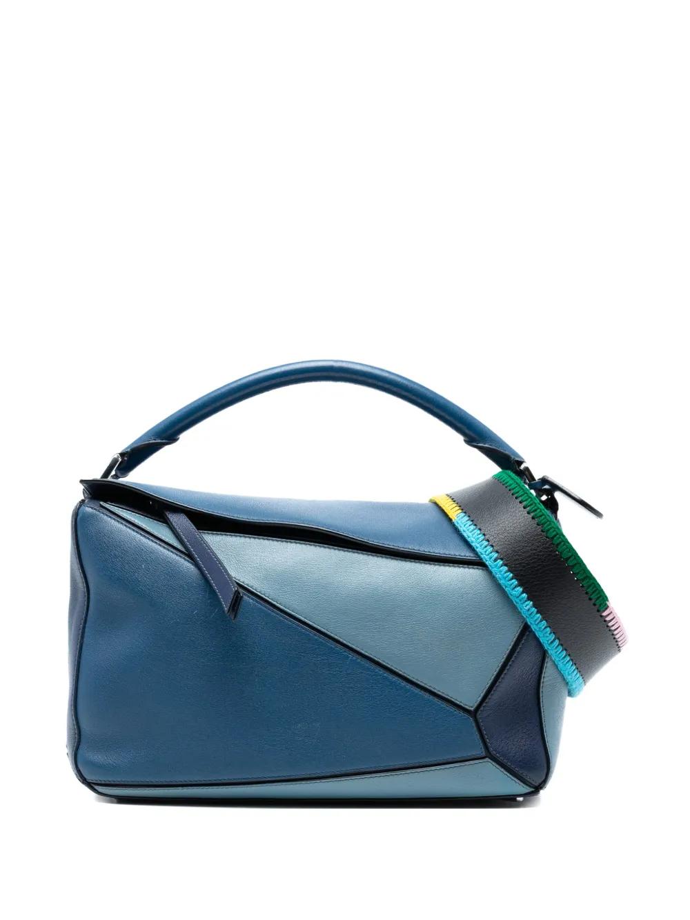 Loewe Pre-Owned Borsa a tracolla Puzzle media in pelle di vitello tricolore 2014-2025 - Blu