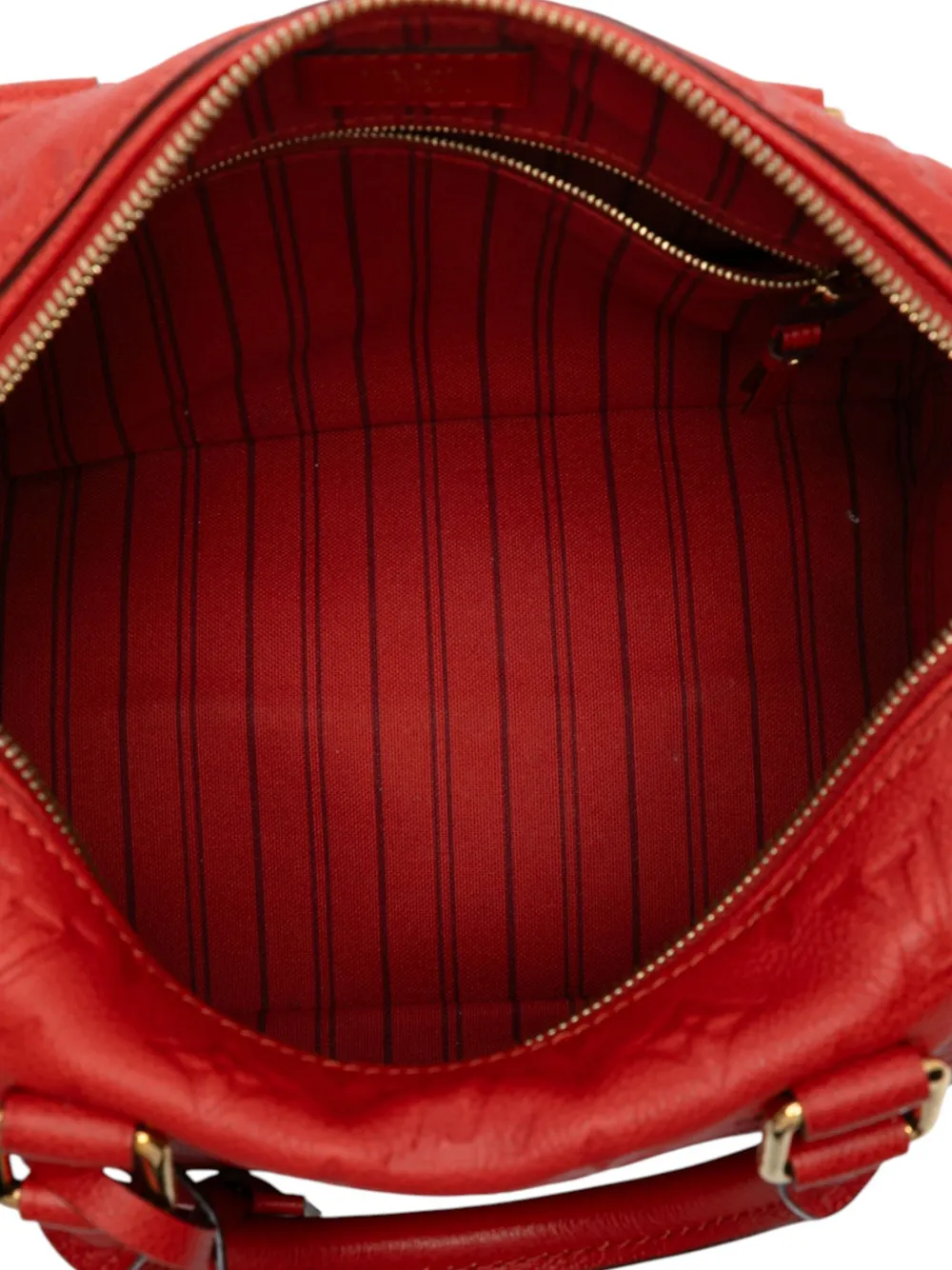 Pre-owned Louis Vuitton 2012 Monogram Empreinte Speedy Bandouliere 25 Satchel In Red