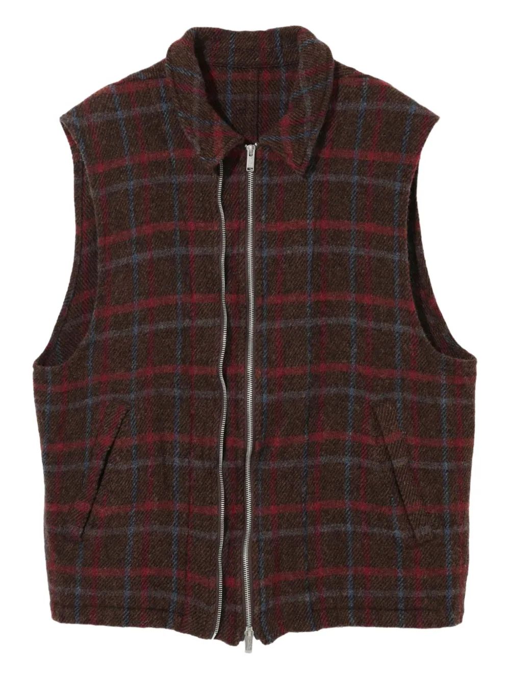 Undercover zipped checked gilet - Marrone