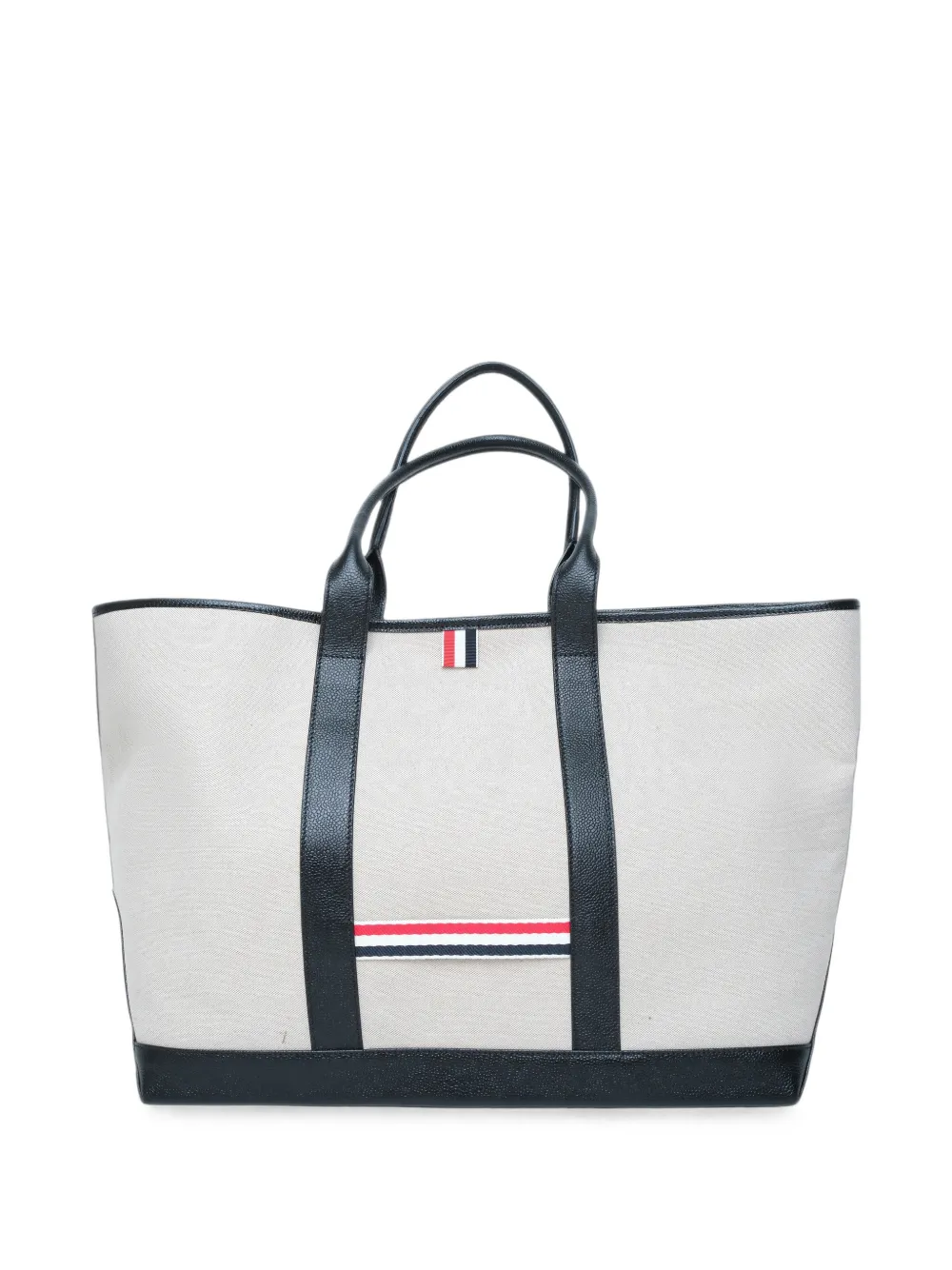 Thom Browne RWB stripe pebble-grain leather-trim tote bag