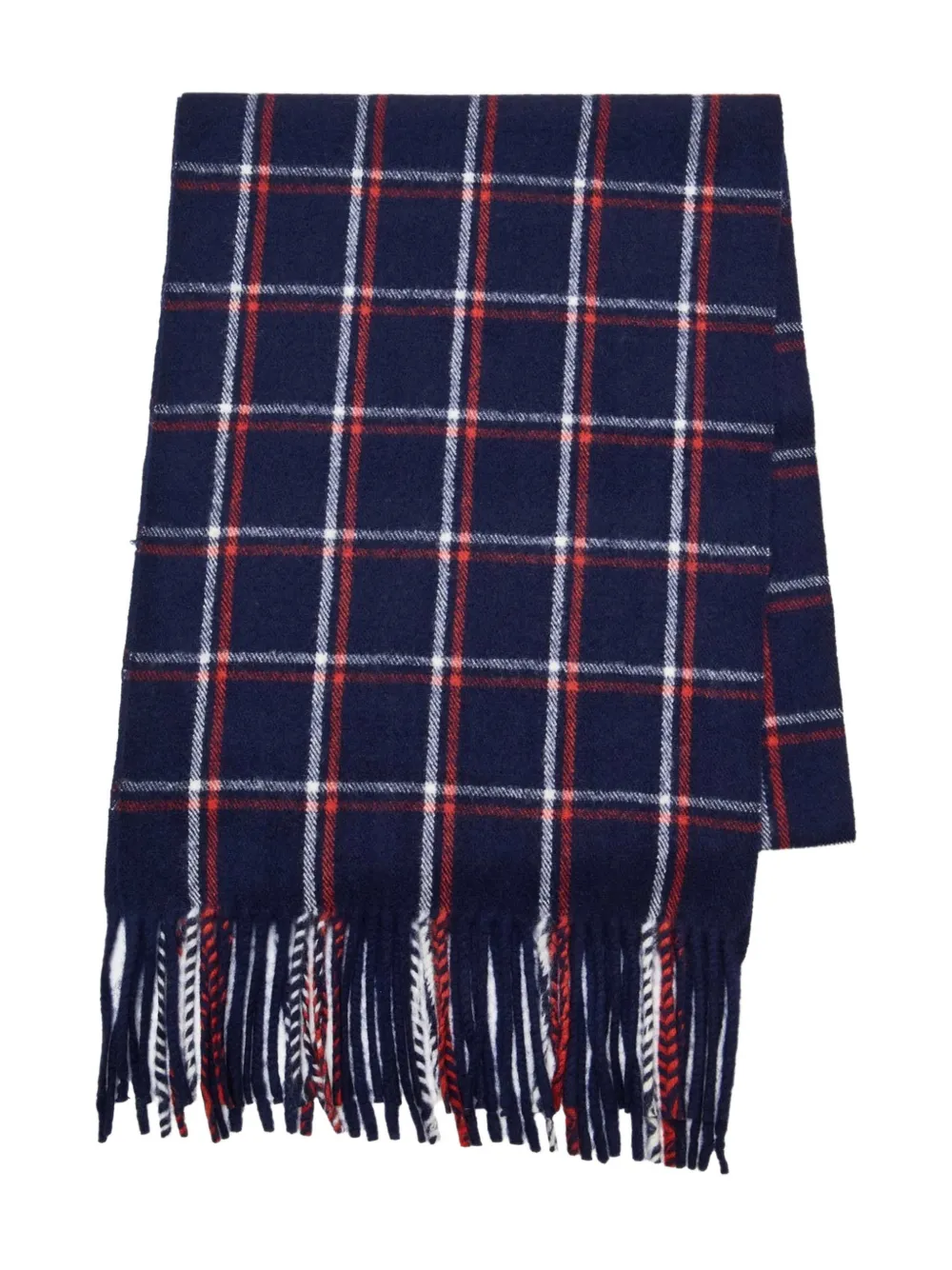 Undercover check fringed scarf - Blue