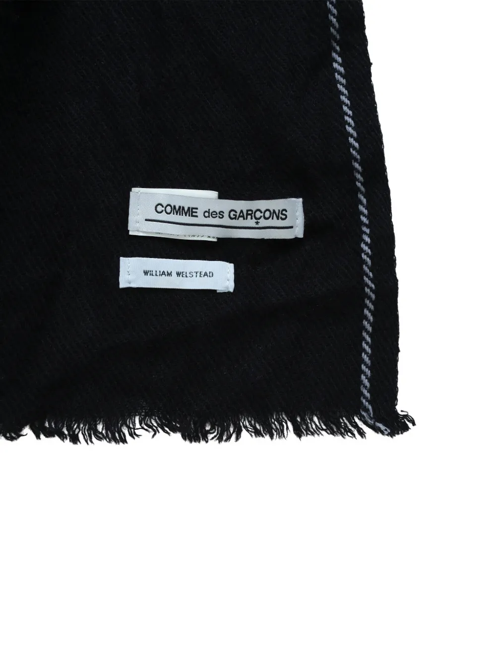Comme Des Garçons x William Welstead sjaal met contrasterend stiksel en franje Zwart