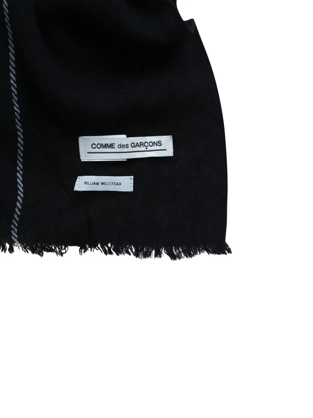Comme Des Garçons x William Welstead gestreepte sjaal met franje Zwart