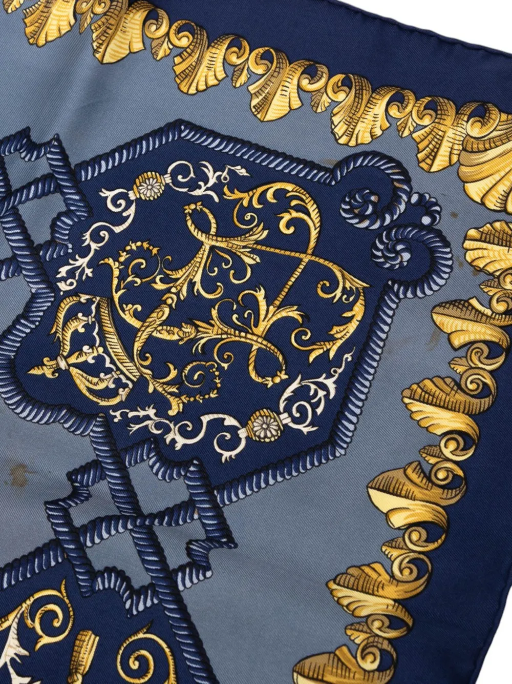 Pre-owned Hermes 20th Century Ludovicus Magnus Silk Scarf Scarves In Blue