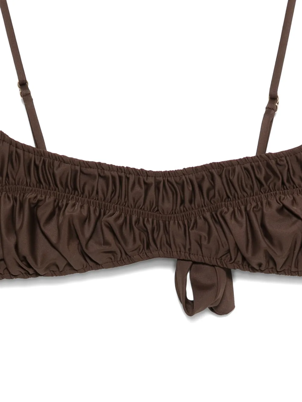 Faithfull The Brand Rocio Ruched Bikini Top In Brown