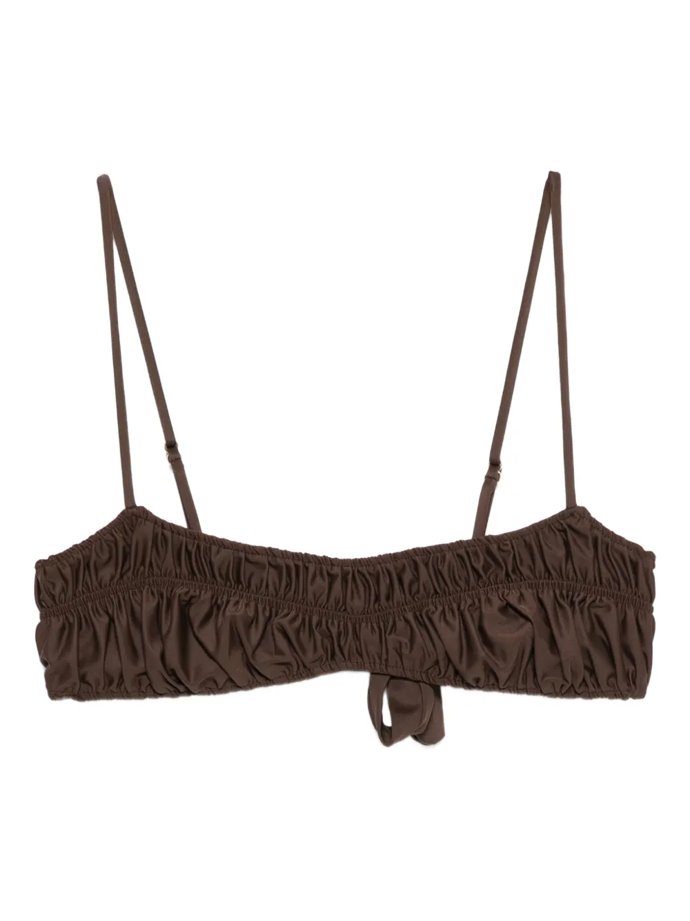 Faithfull The Brand Rocio Ruched Bikini Top In Brown
