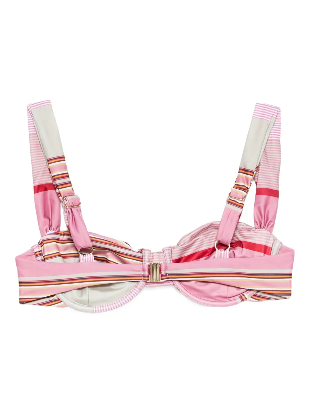 Faithfull The Brand Sol Striped Ruched Bikini Top In Pink